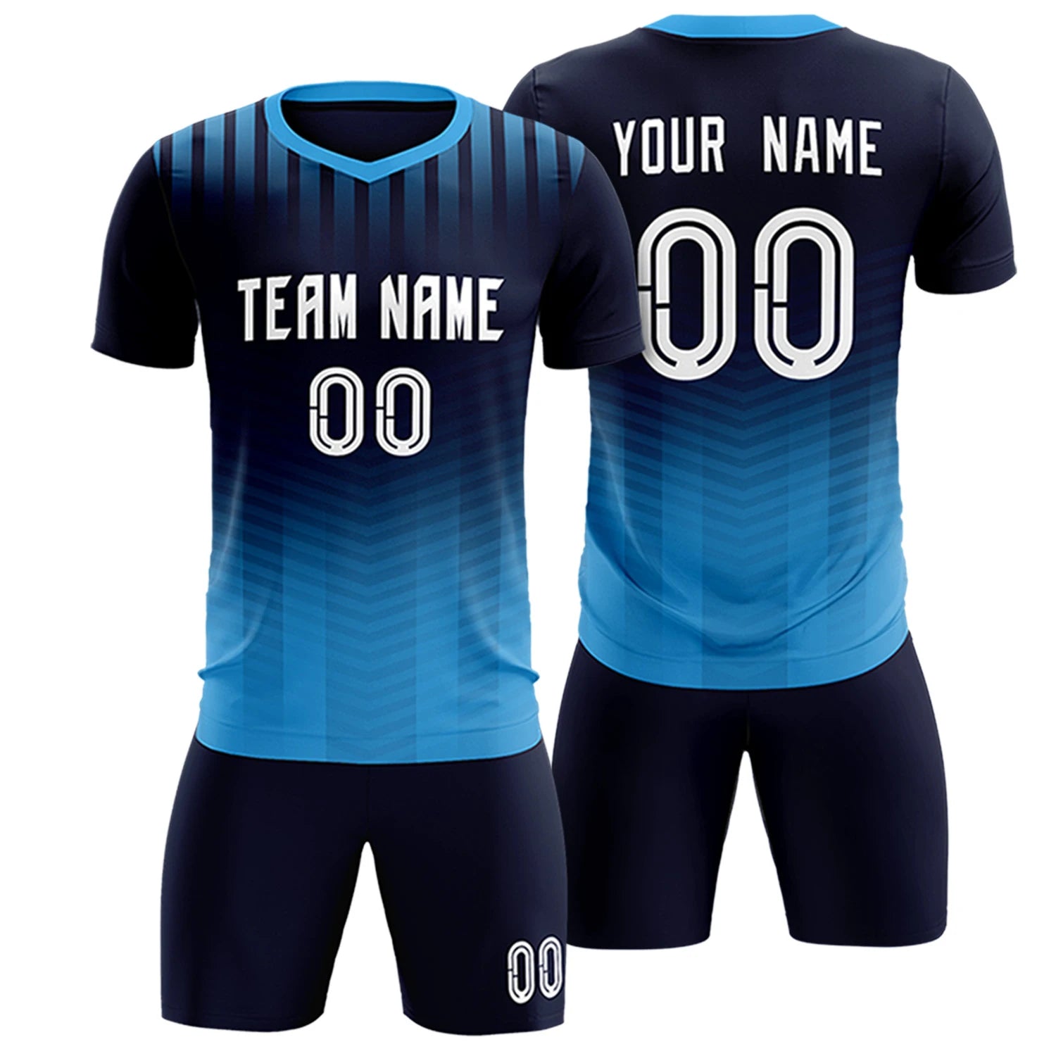 Custom Navy Powder Blue Soft Training Uniform Soccer Sets Jersey