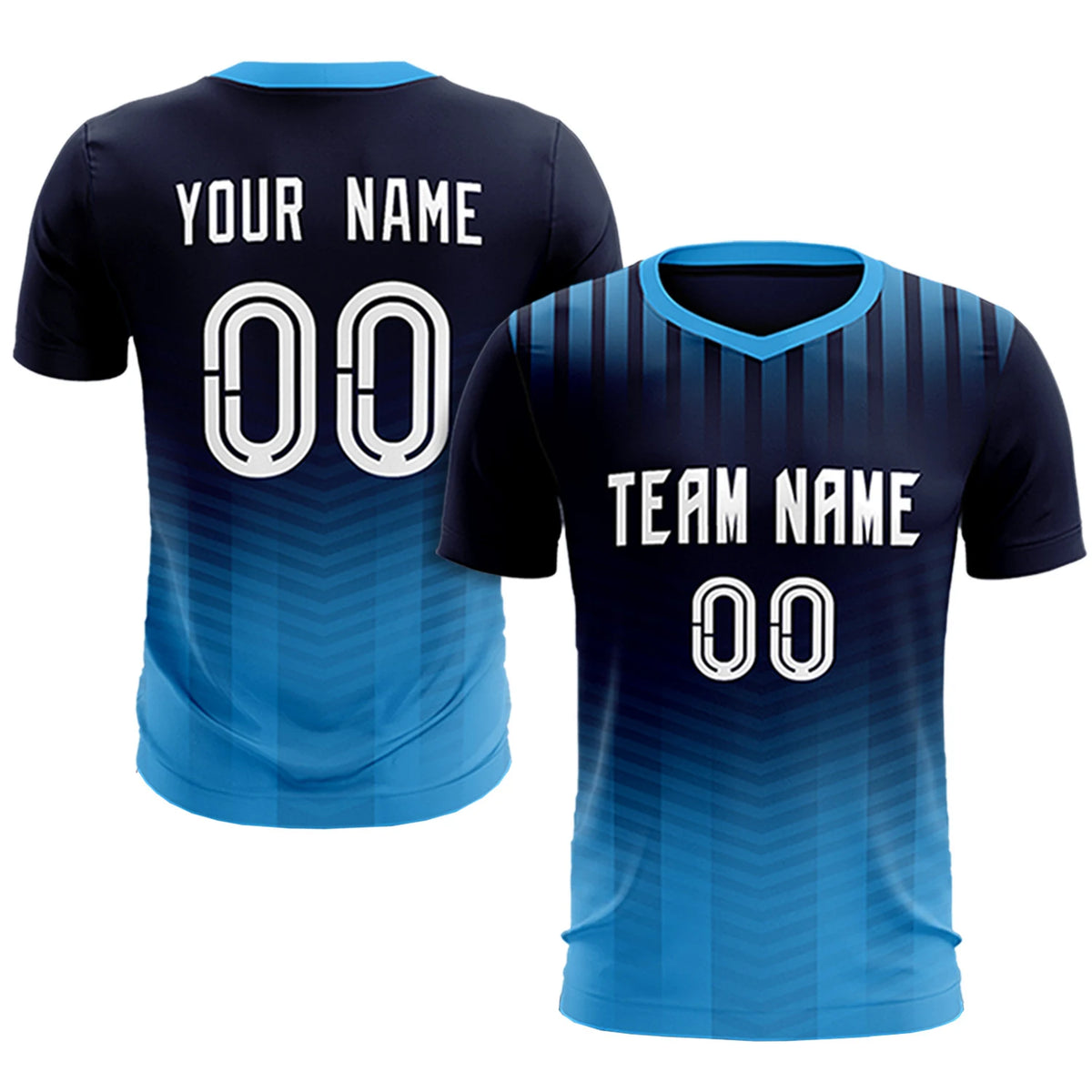 Custom Navy Powder Blue Soft Training Uniform Soccer Sets Jersey