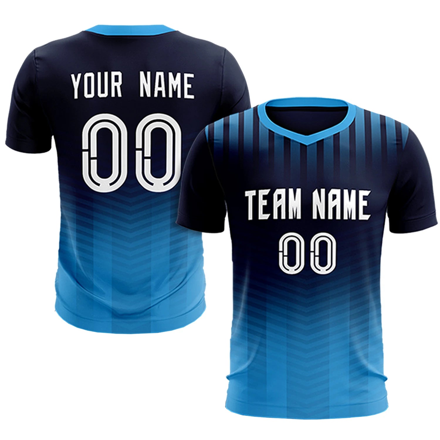 Custom Navy Powder Blue Soft Training Uniform Soccer Sets Jersey