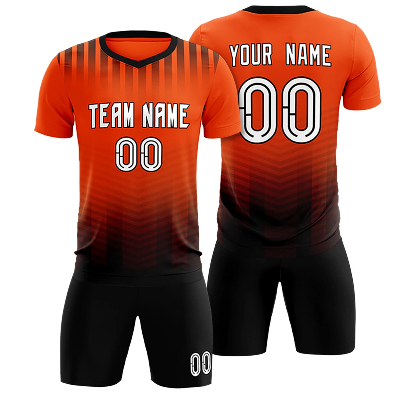 Custom Orange Black Soft Training Uniform Soccer Sets Jersey