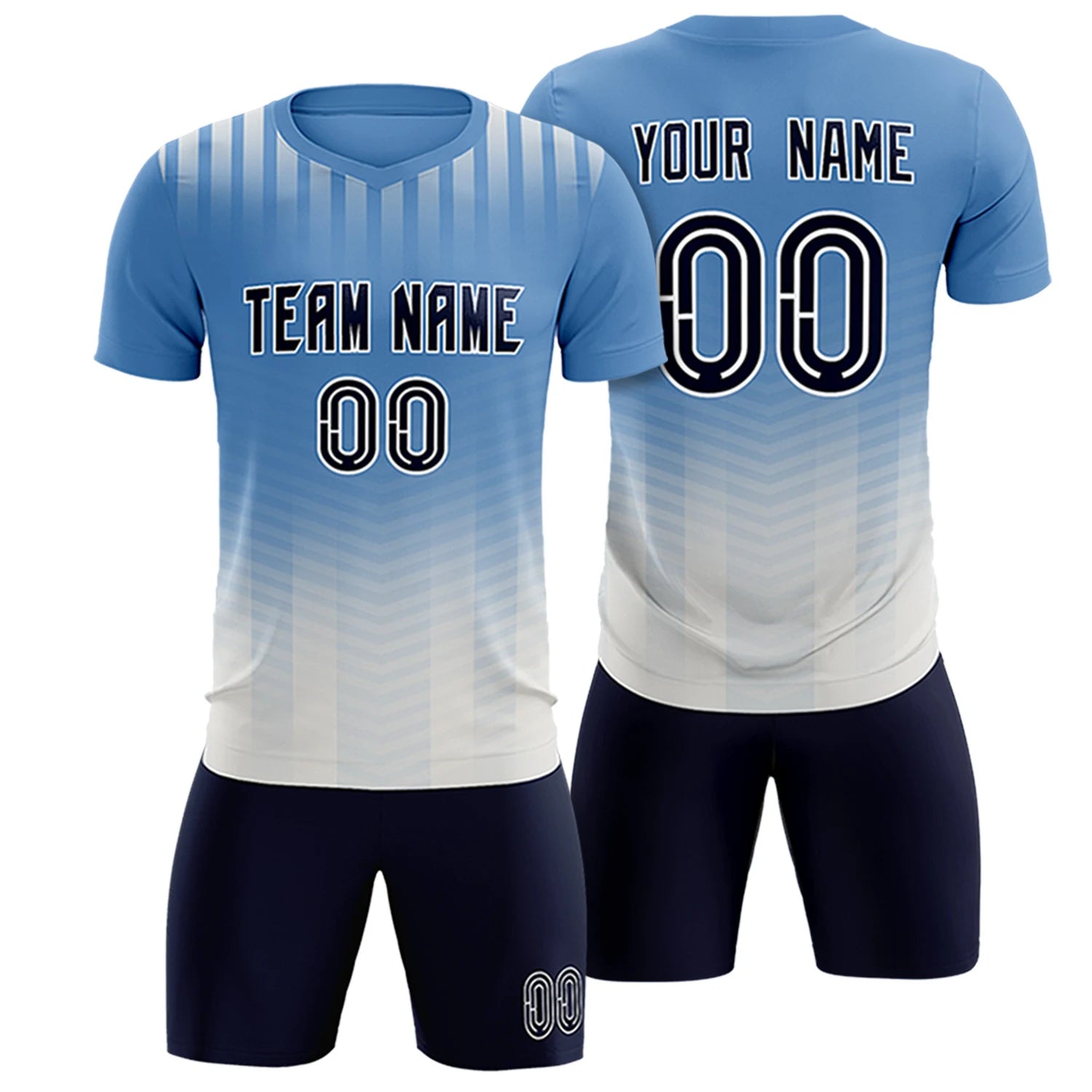 Custom Light Blue Cream Soft Training Uniform Soccer Sets Jersey