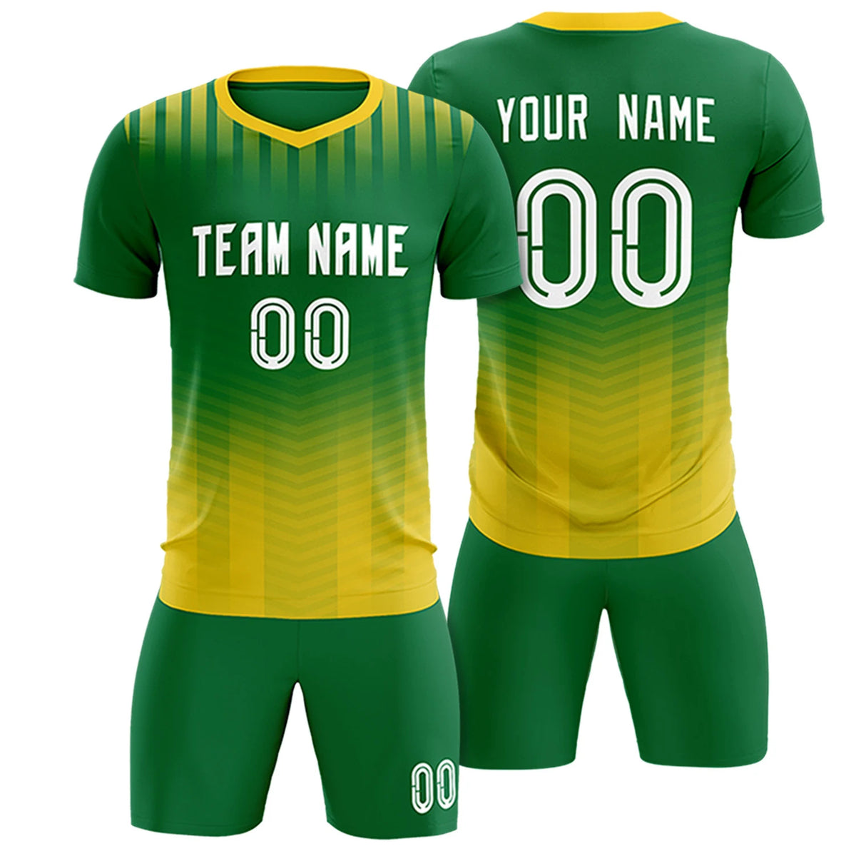 Custom Kelly Green Gold01 Soft Training Uniform Soccer Sets Jersey