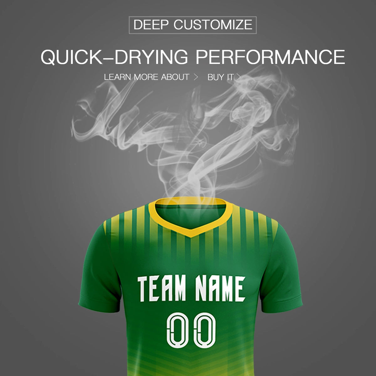 Custom Kelly Green Gold01 Soft Training Uniform Soccer Sets Jersey