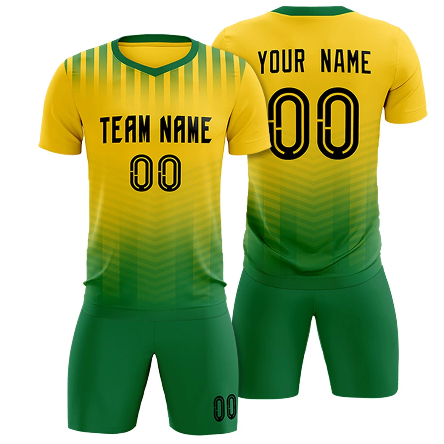 Custom Gold01 Kelly Green Soft Training Uniform Soccer Sets Jersey