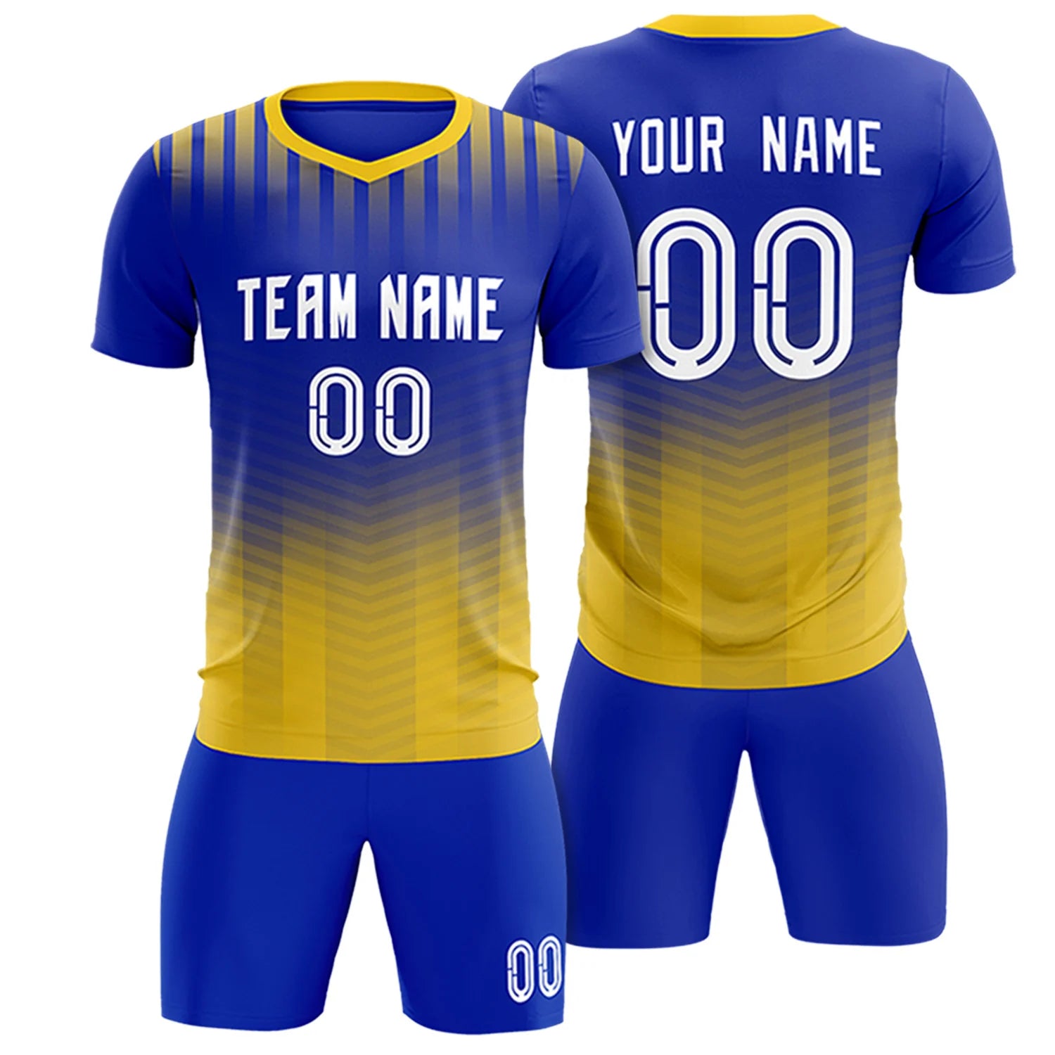 Custom Royal Blue Gold01 Soft Training Uniform Soccer Sets Jersey