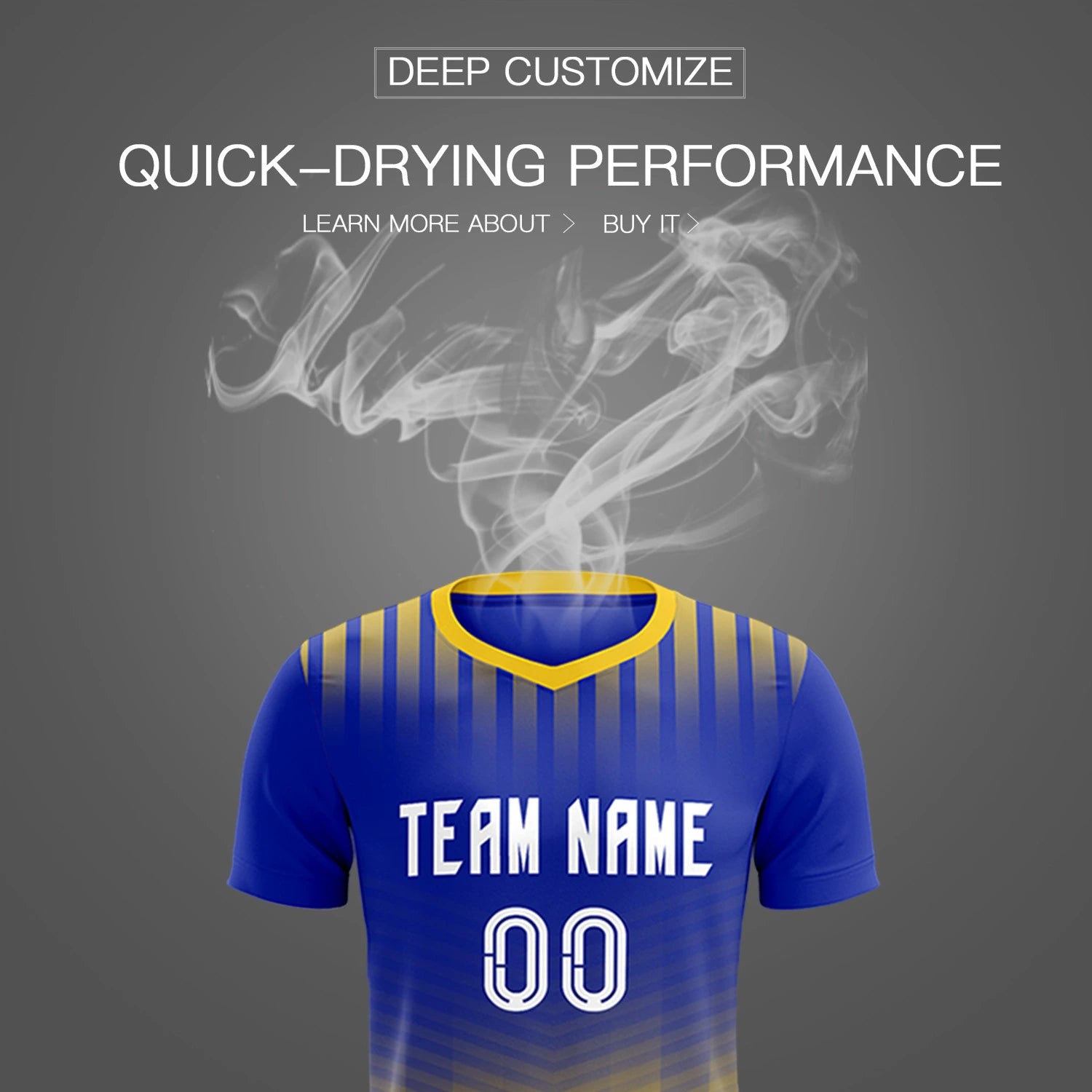 Custom Royal Blue Gold01 Soft Training Uniform Soccer Sets Jersey