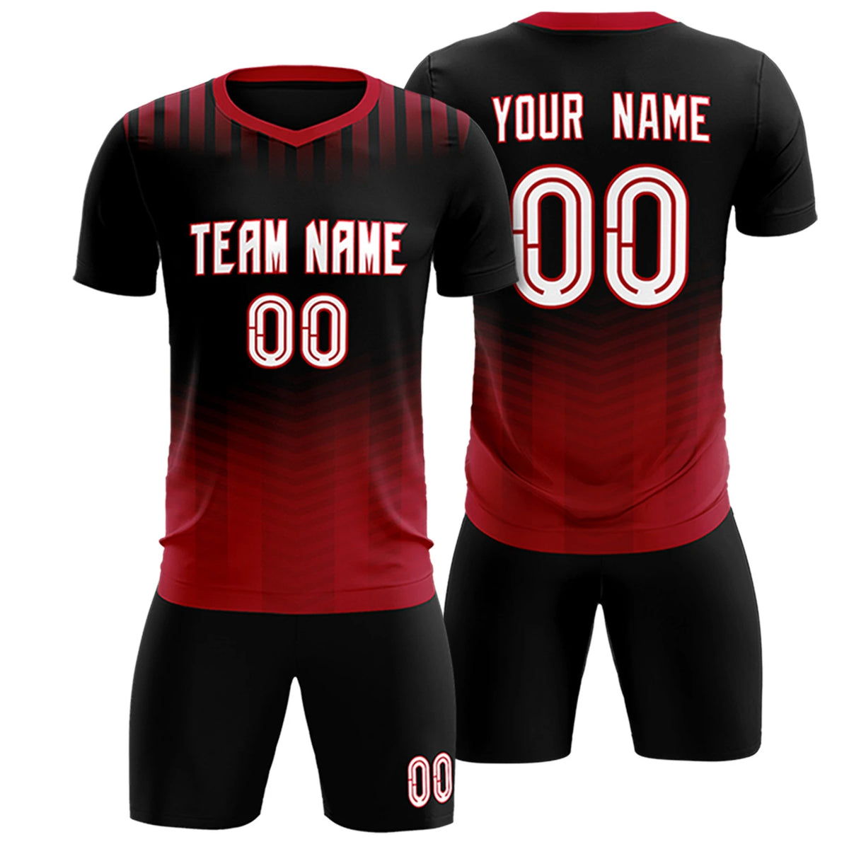 Custom Black Red Soft Training Uniform Soccer Sets Jersey