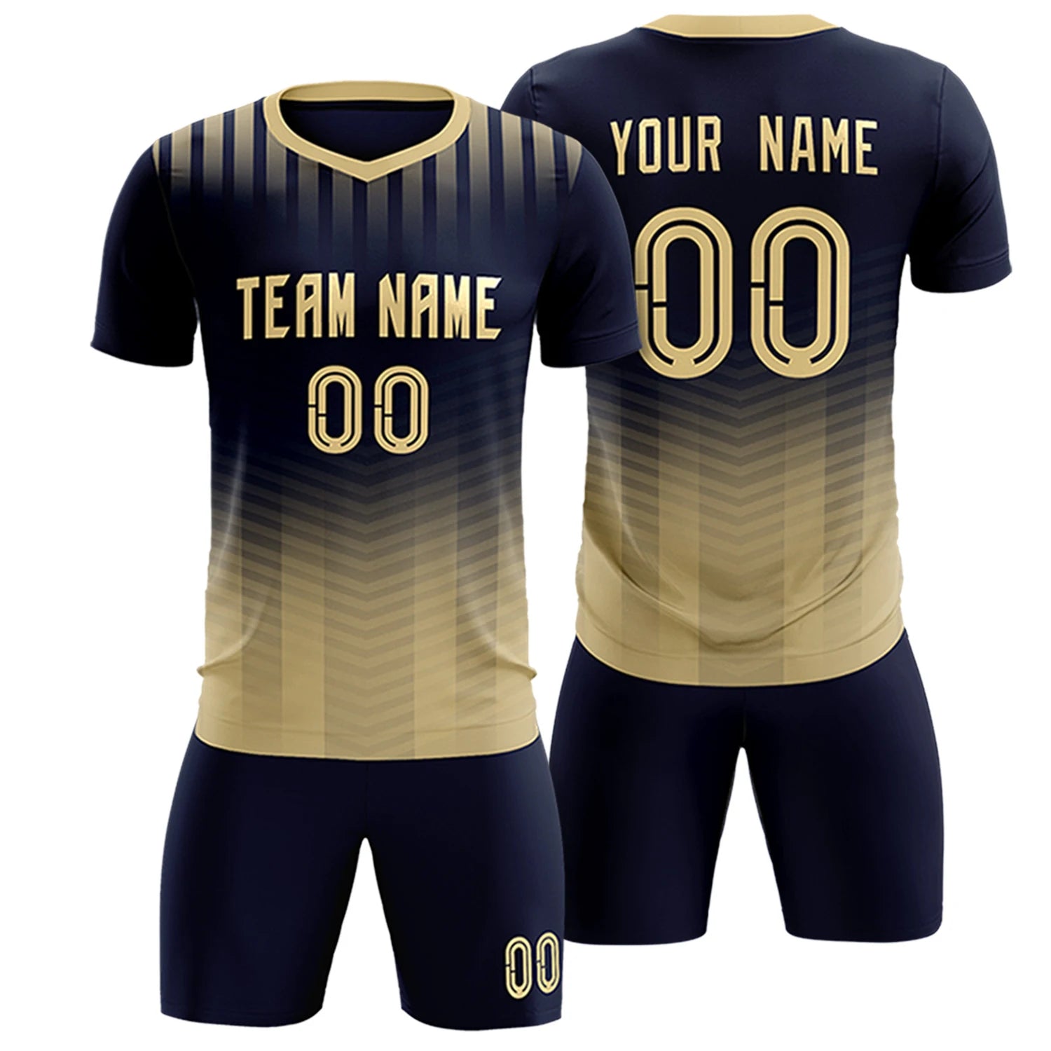 Custom Navy Khaki Soft Training Uniform Soccer Sets Jersey