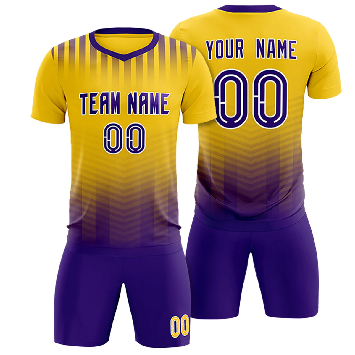 Custom Yellow Purple Soft Training Uniform Soccer Sets Jersey