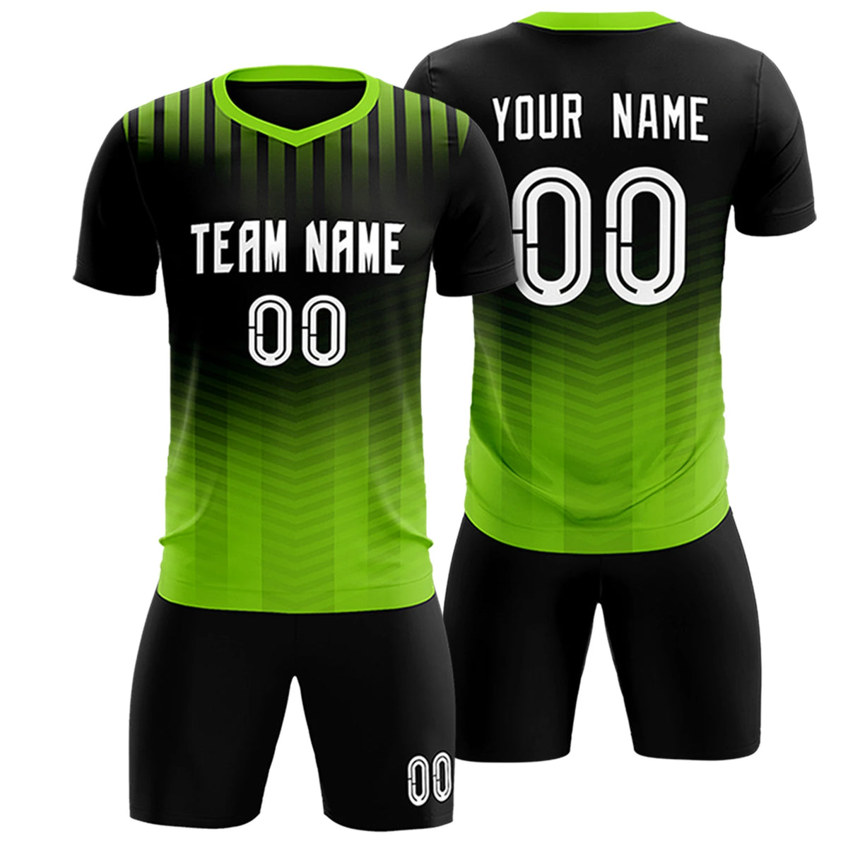 Custom Black Neon Green Soft Training Uniform Soccer Sets Jersey