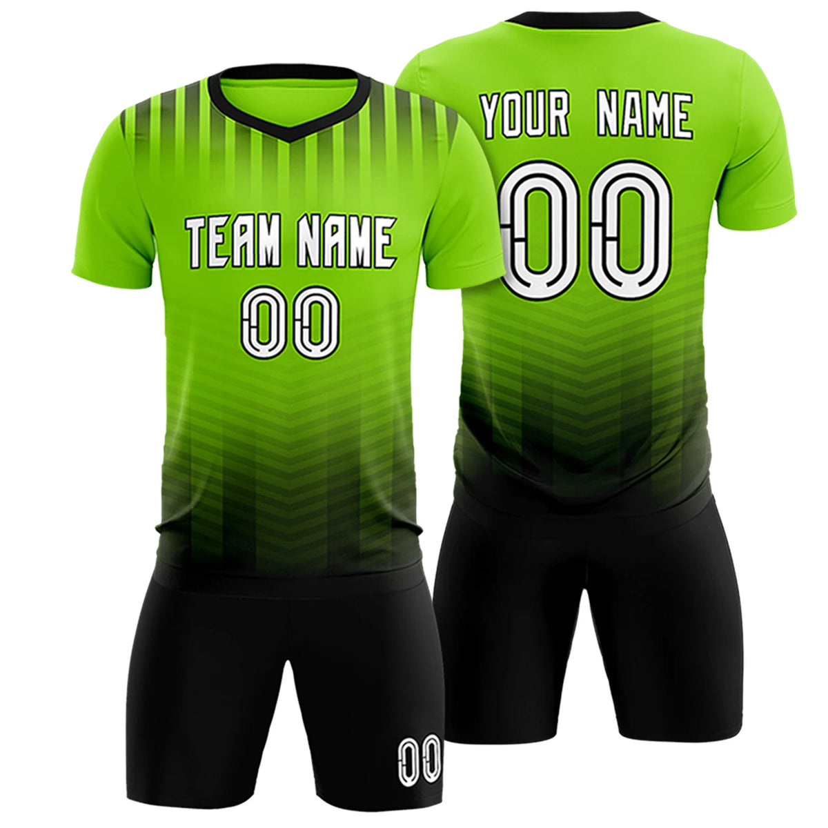 Custom Neon Green Black Soft Training Uniform Soccer Sets Jersey