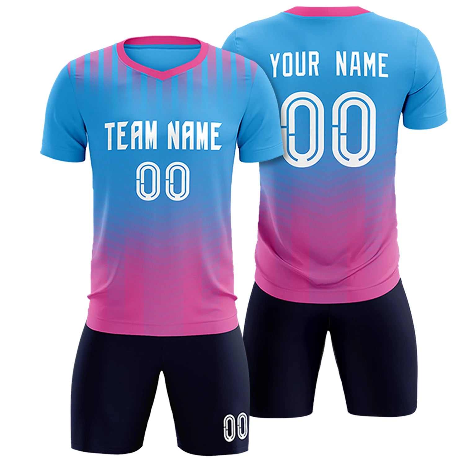 Custom Powder Blue Pink Soft Training Uniform Soccer Sets Jersey