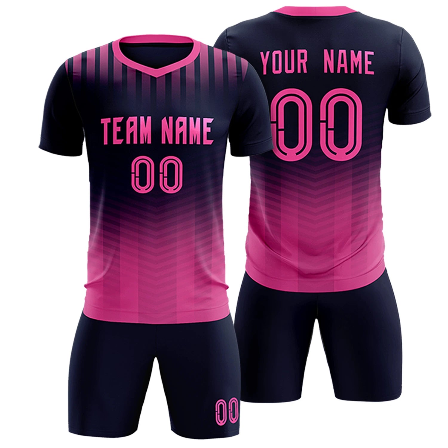 Custom Navy Pink Soft Training Uniform Soccer Sets Jersey