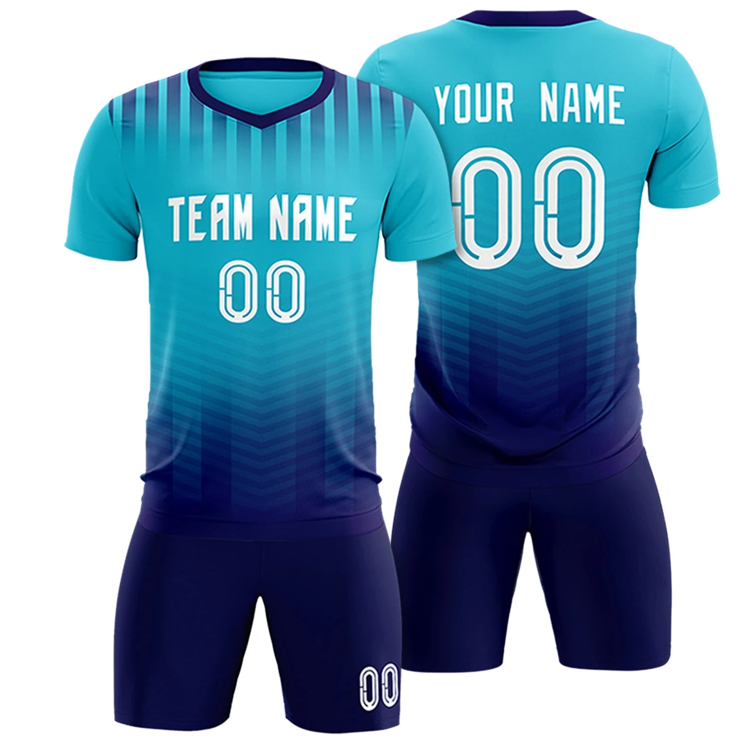 Custom Powder Blue Navy Soft Training Uniform Soccer Sets Jersey