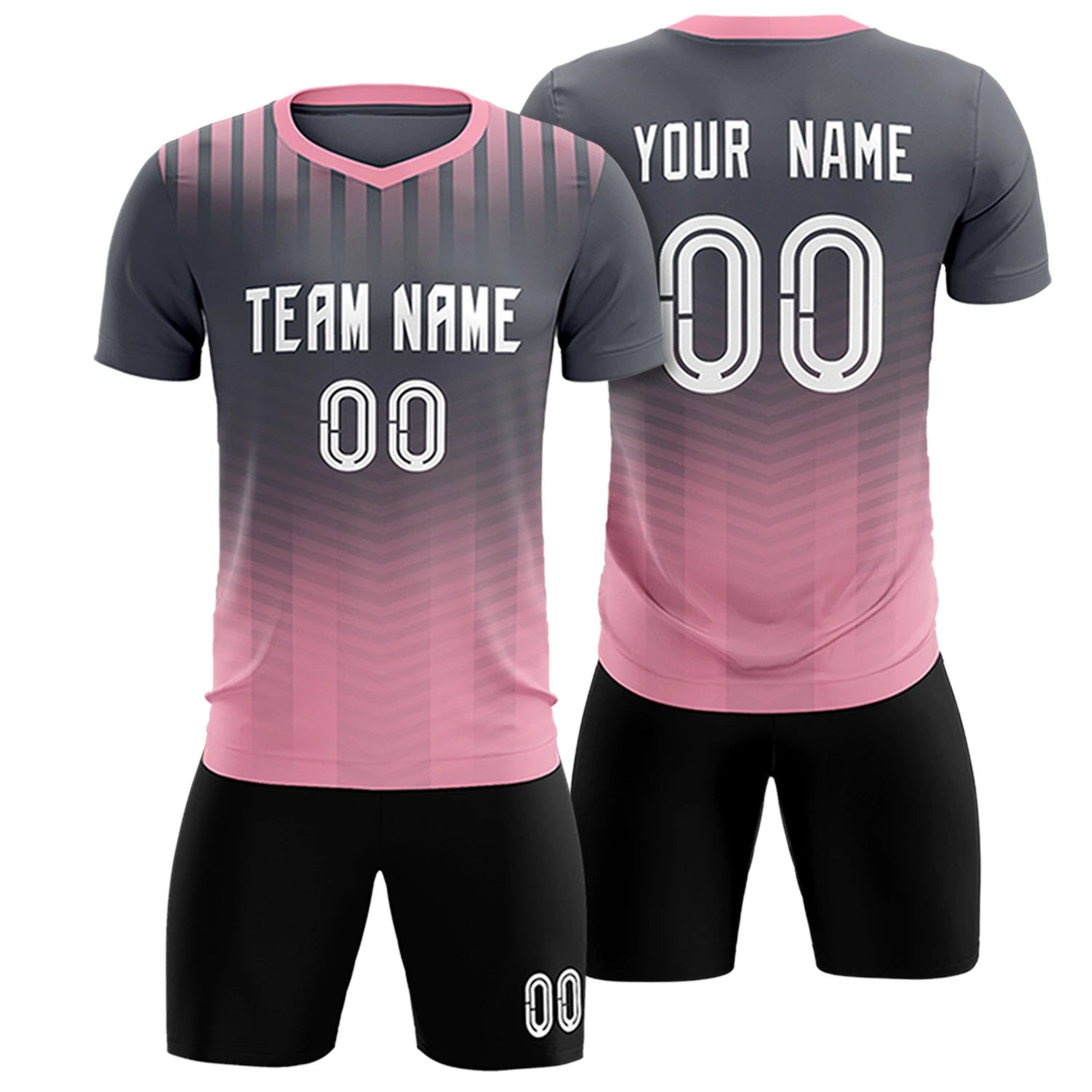 Custom Gray Light Pink Soft Training Uniform Soccer Sets Jersey