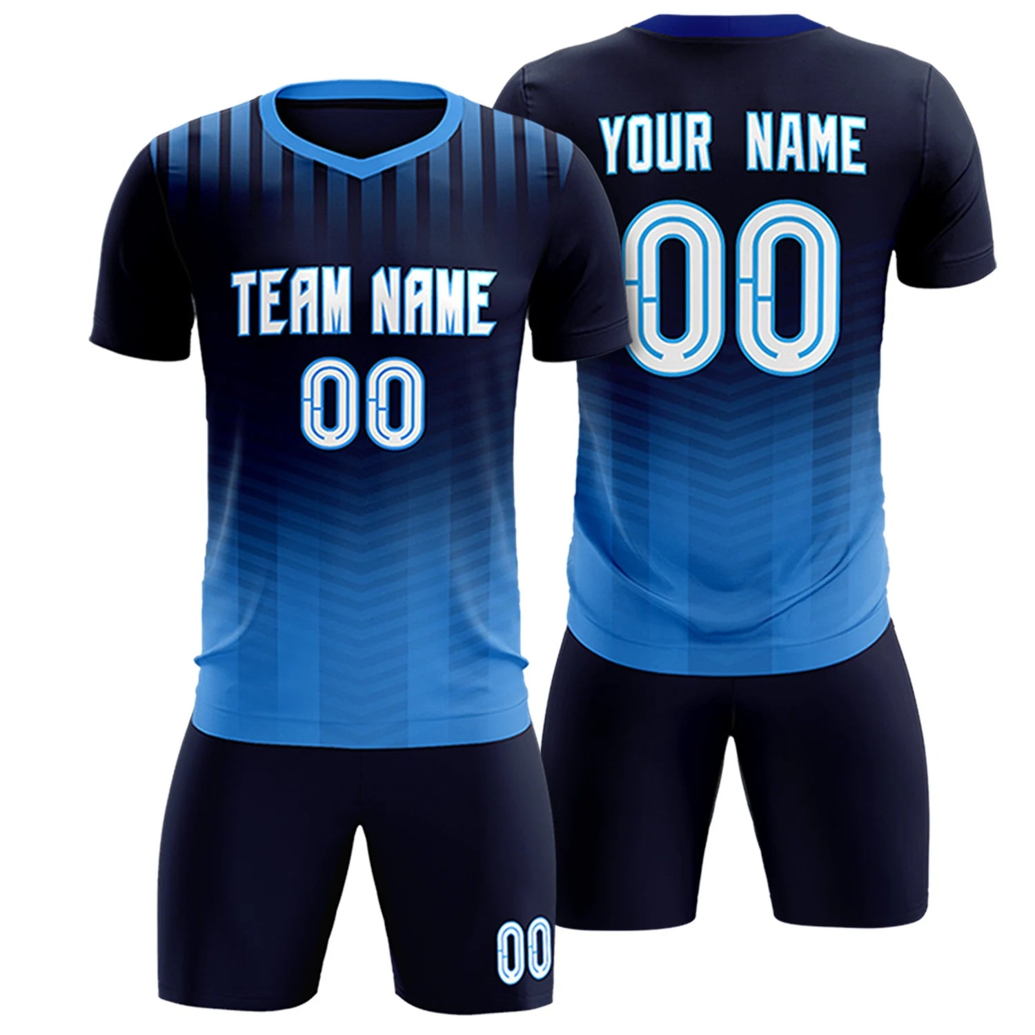 Custom Royal Blue Powder Blue Soft Training Uniform Soccer Sets Jersey