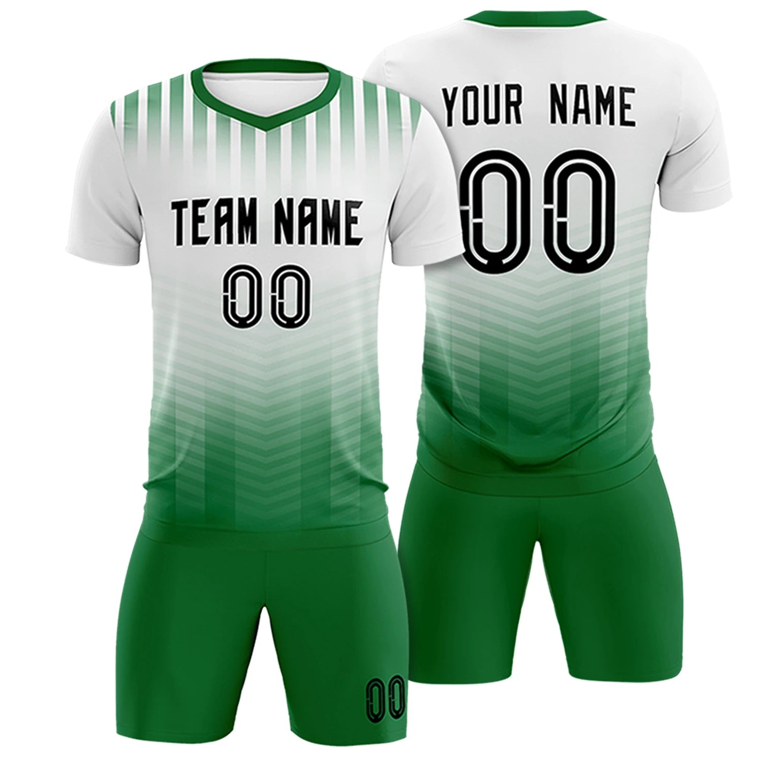 Custom White Kelly Green Soft Training Uniform Soccer Sets Jersey