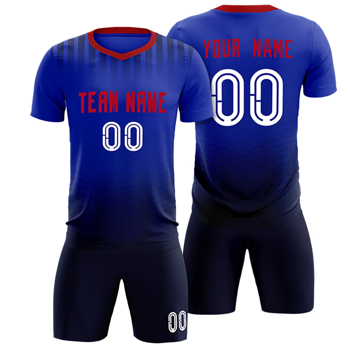 Custom Red Royal Blue Soft Training Uniform Soccer Sets Jersey