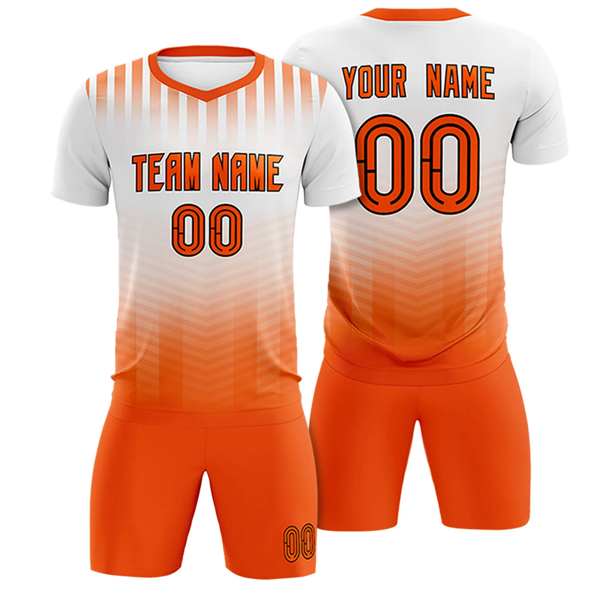 Custom White Orange Soft Training Uniform Soccer Sets Jersey