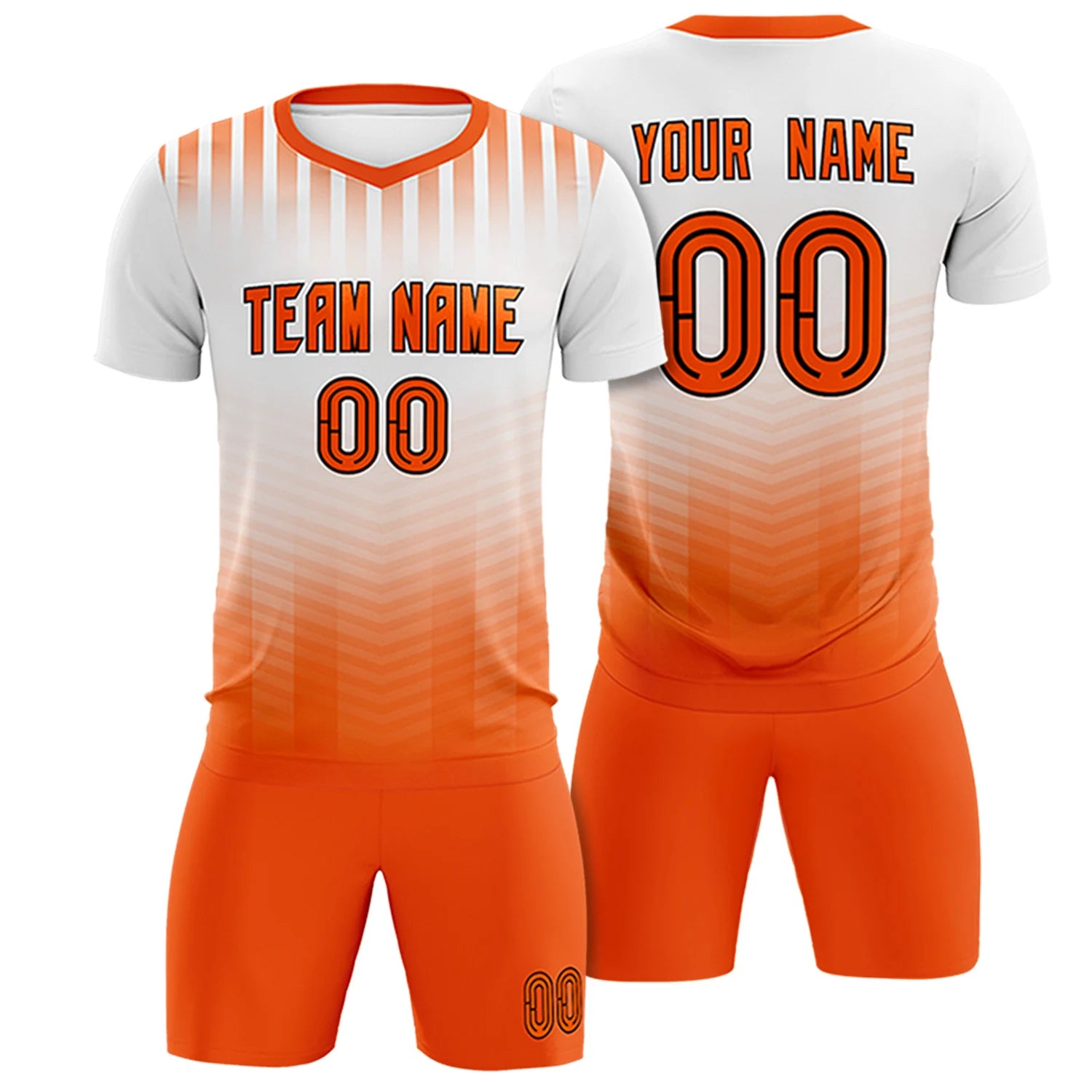 Custom White Orange Soft Training Uniform Soccer Sets Jersey