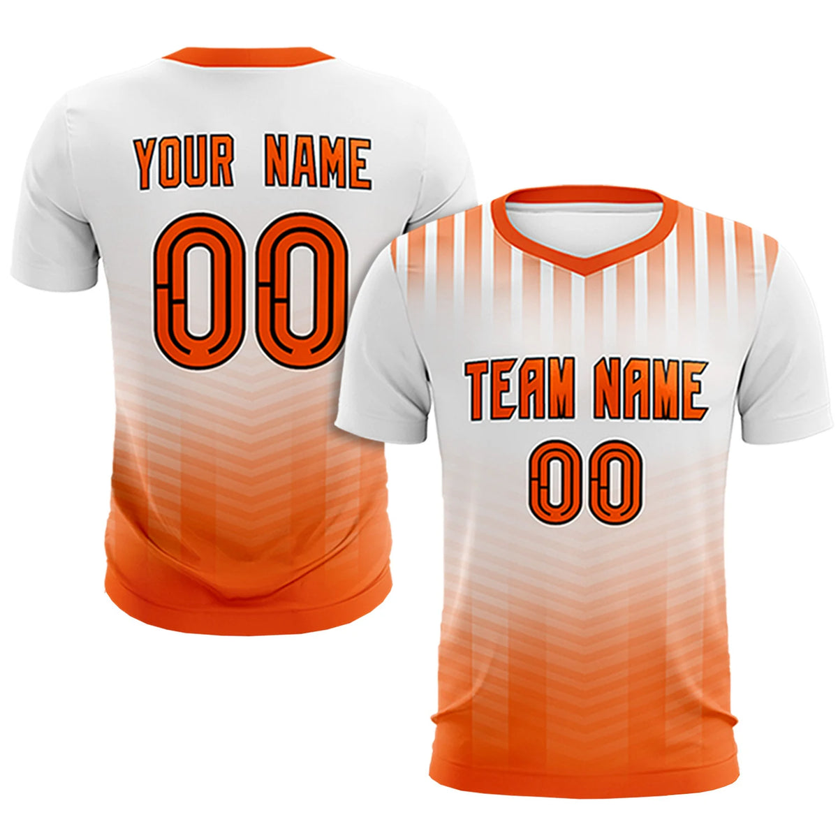 Custom White Orange Soft Training Uniform Soccer Sets Jersey