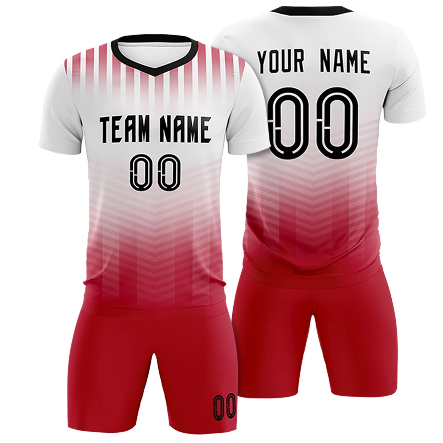 Custom White Red Soft Training Uniform Soccer Sets Jersey