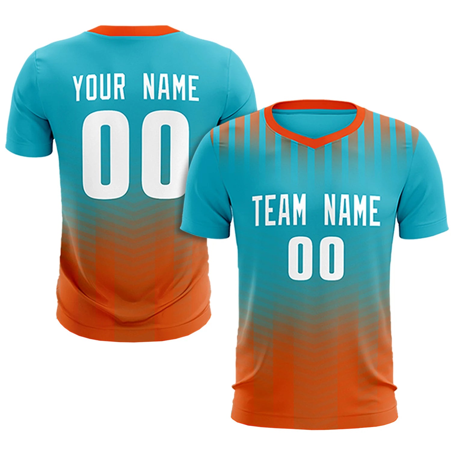 Custom Sky Blue Orange Soft Training Uniform Soccer Sets Jersey