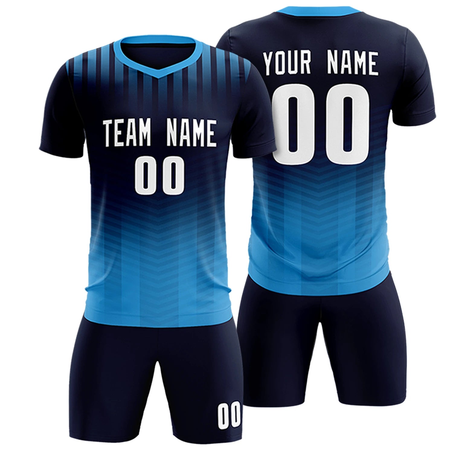 Custom Navy Powder Blue Soft Training Uniform Soccer Sets Jersey