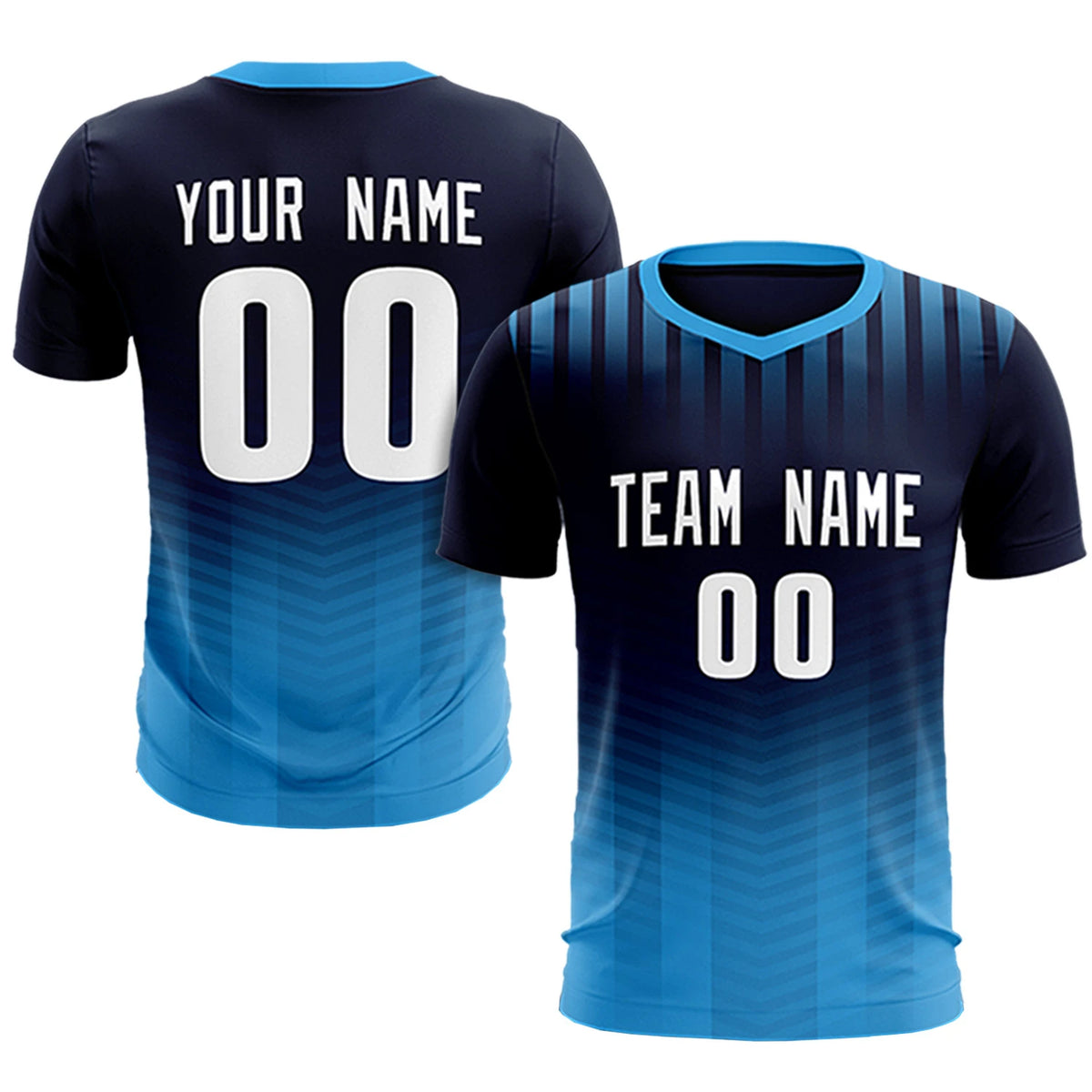 Custom Navy Powder Blue Soft Training Uniform Soccer Sets Jersey