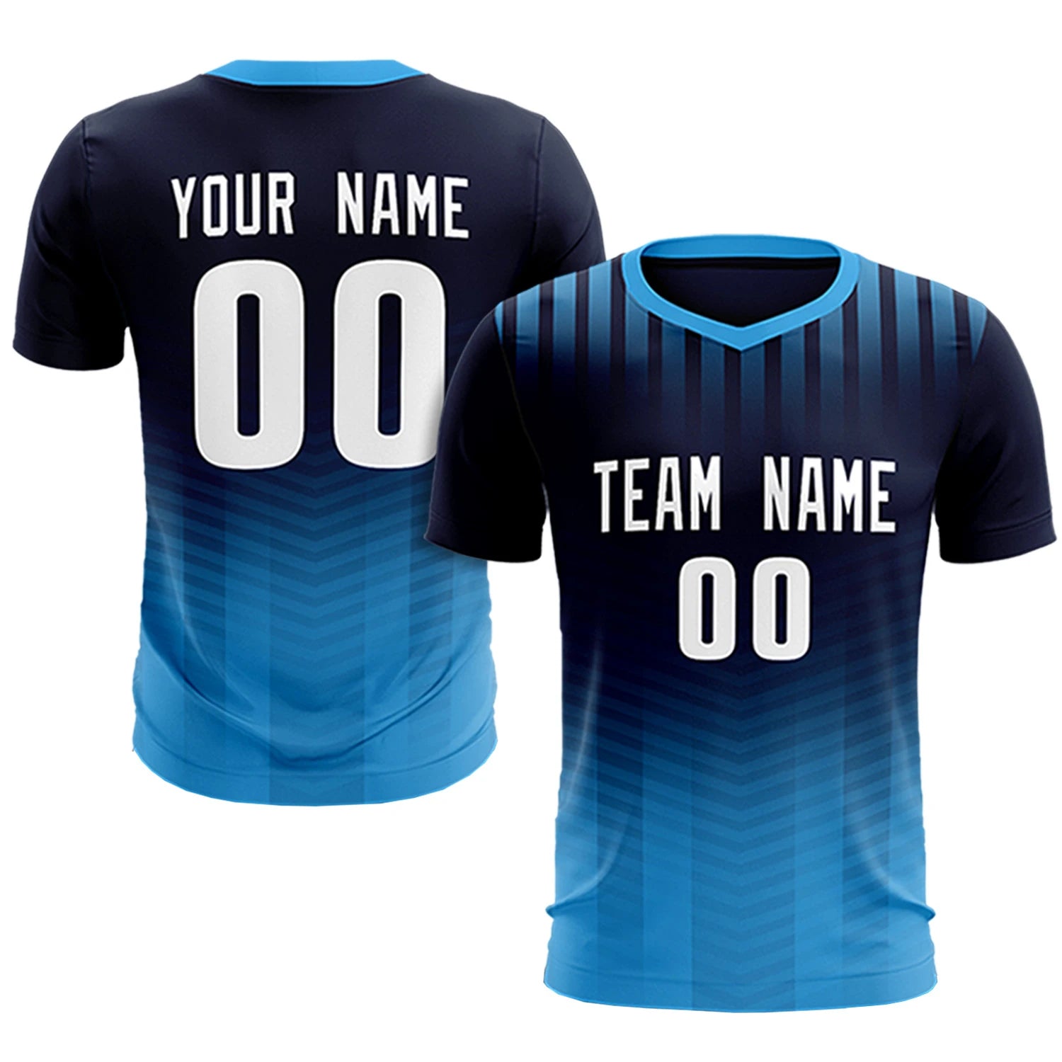 Custom Navy Powder Blue Soft Training Uniform Soccer Sets Jersey