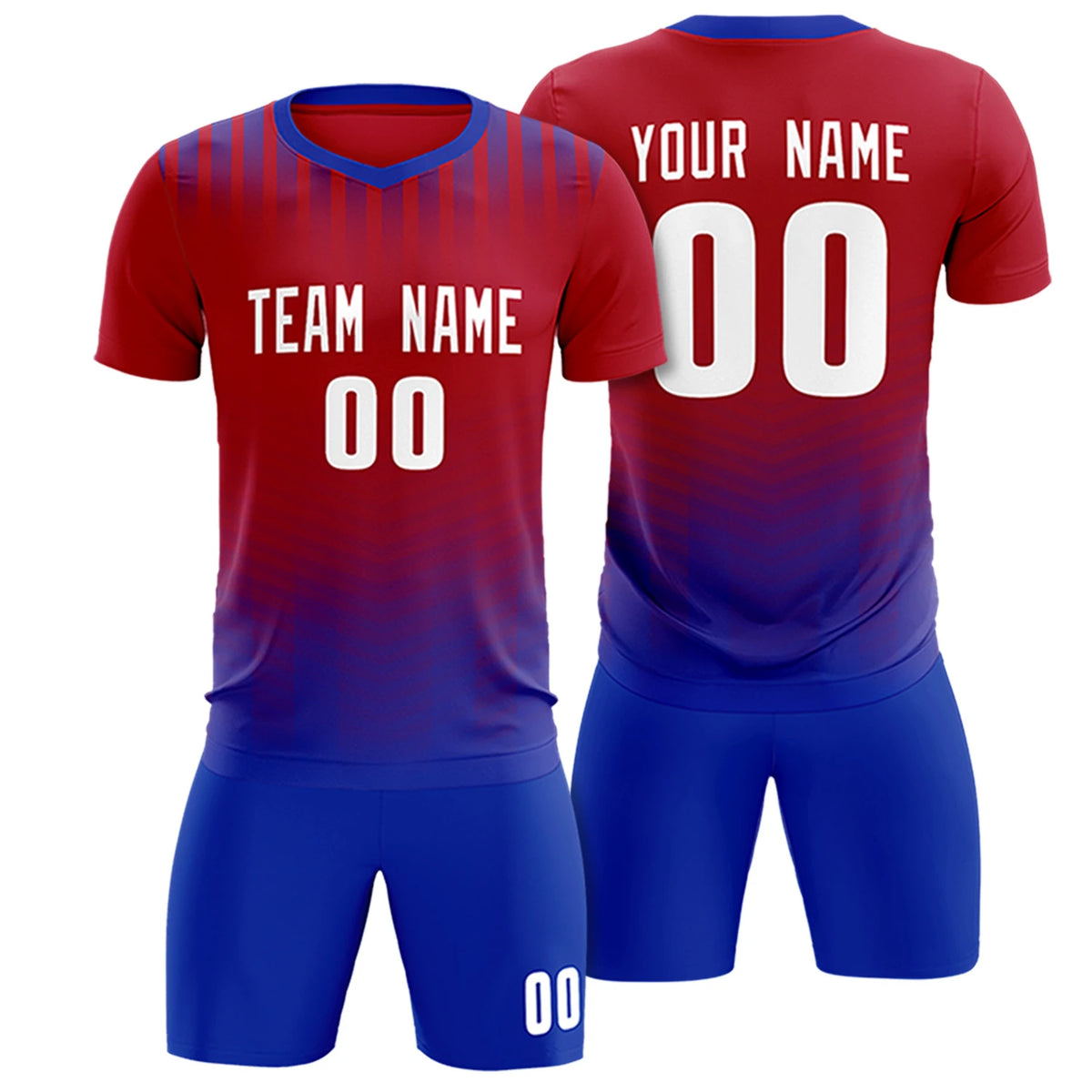 Custom Red Royal Blue Soft Training Uniform Soccer Sets Jersey