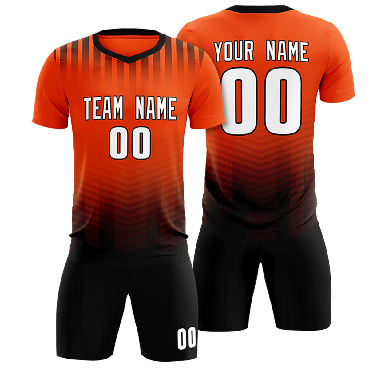 Custom Orange Black Soft Training Uniform Soccer Sets Jersey