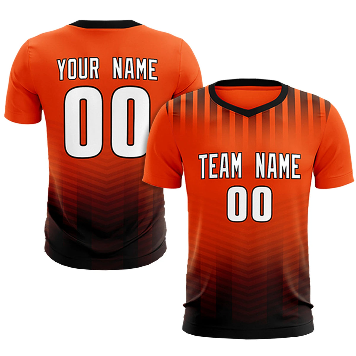 Custom Orange Black Soft Training Uniform Soccer Sets Jersey