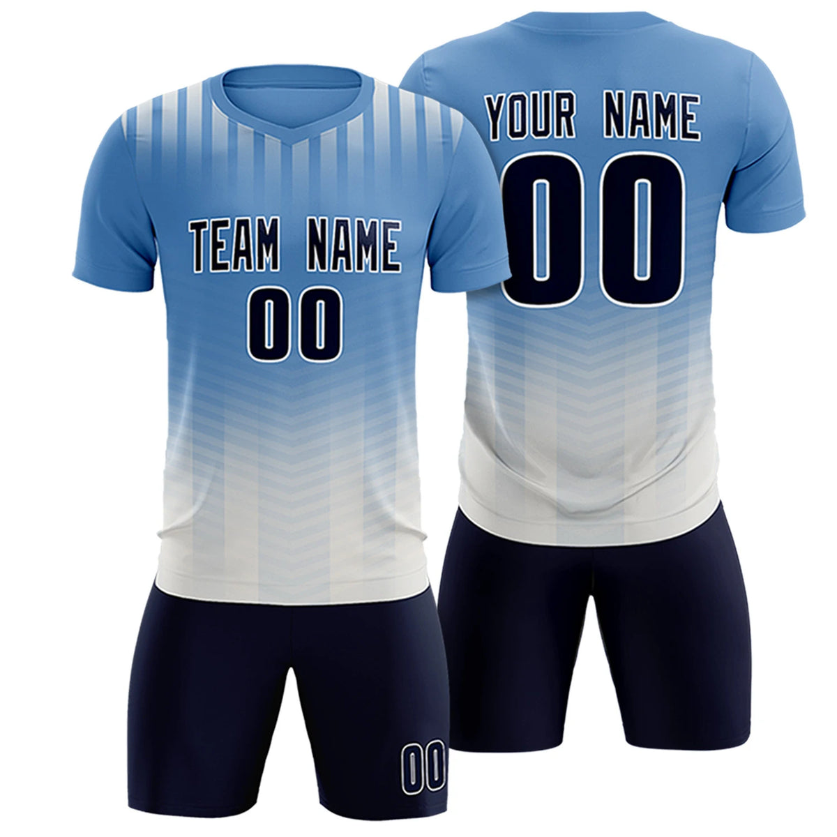 Custom Light Blue Cream Soft Training Uniform Soccer Sets Jersey