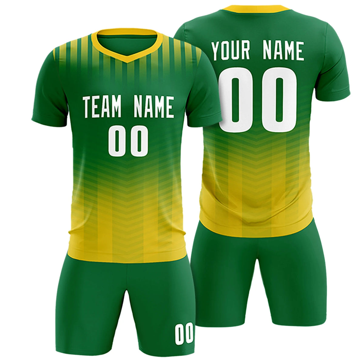 Custom Kelly Green Gold01 Soft Training Uniform Soccer Sets Jersey