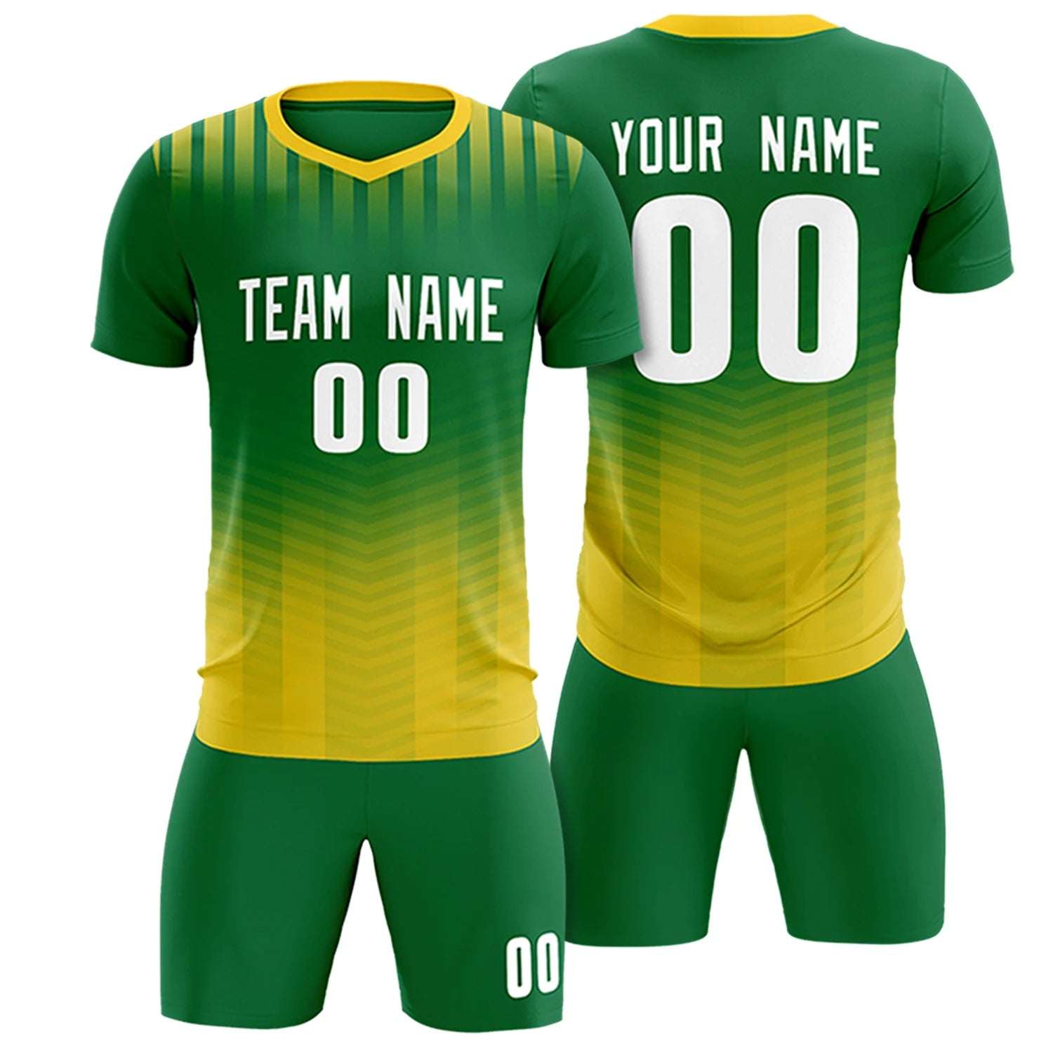 Custom Kelly Green Gold01 Soft Training Uniform Soccer Sets Jersey