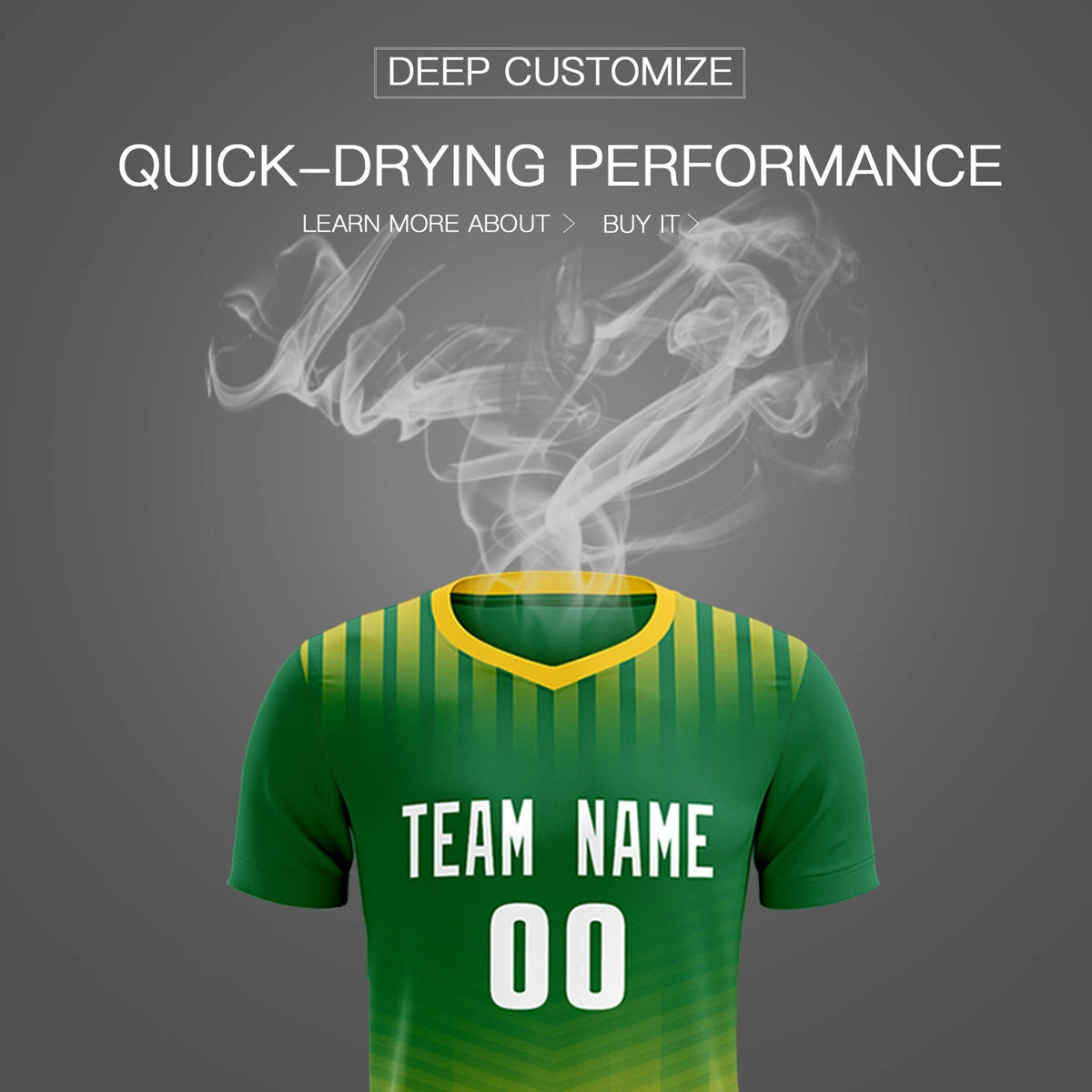 Custom Kelly Green Gold01 Soft Training Uniform Soccer Sets Jersey
