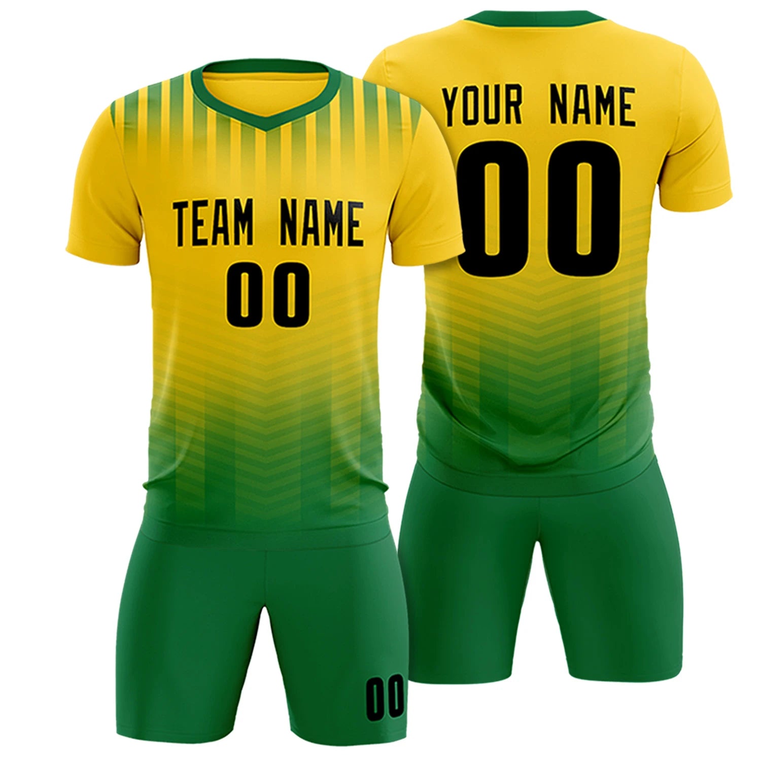 Custom Gold01 Kelly Green Soft Training Uniform Soccer Sets Jersey