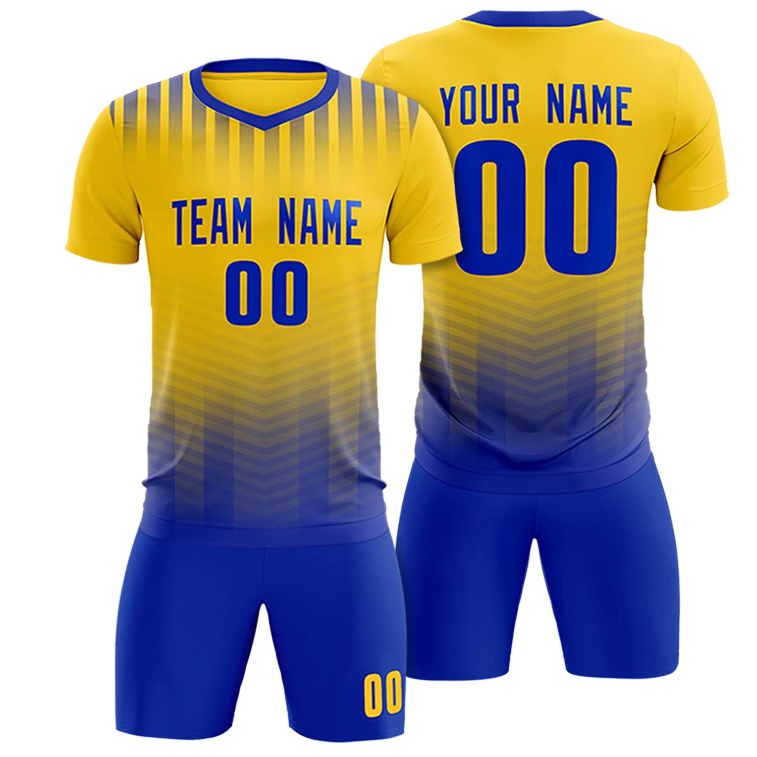 Custom Gold01 Royal Blue Soft Training Uniform Soccer Sets Jersey