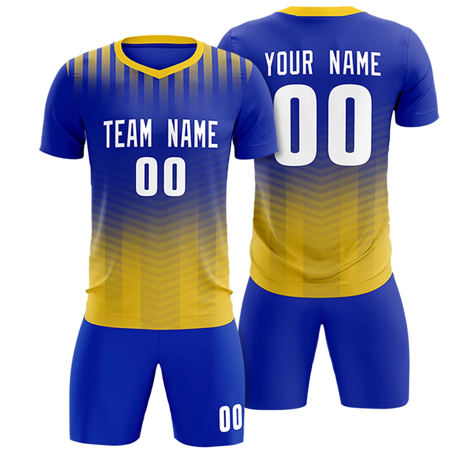 Custom Royal Blue Gold01 Soft Training Uniform Soccer Sets Jersey