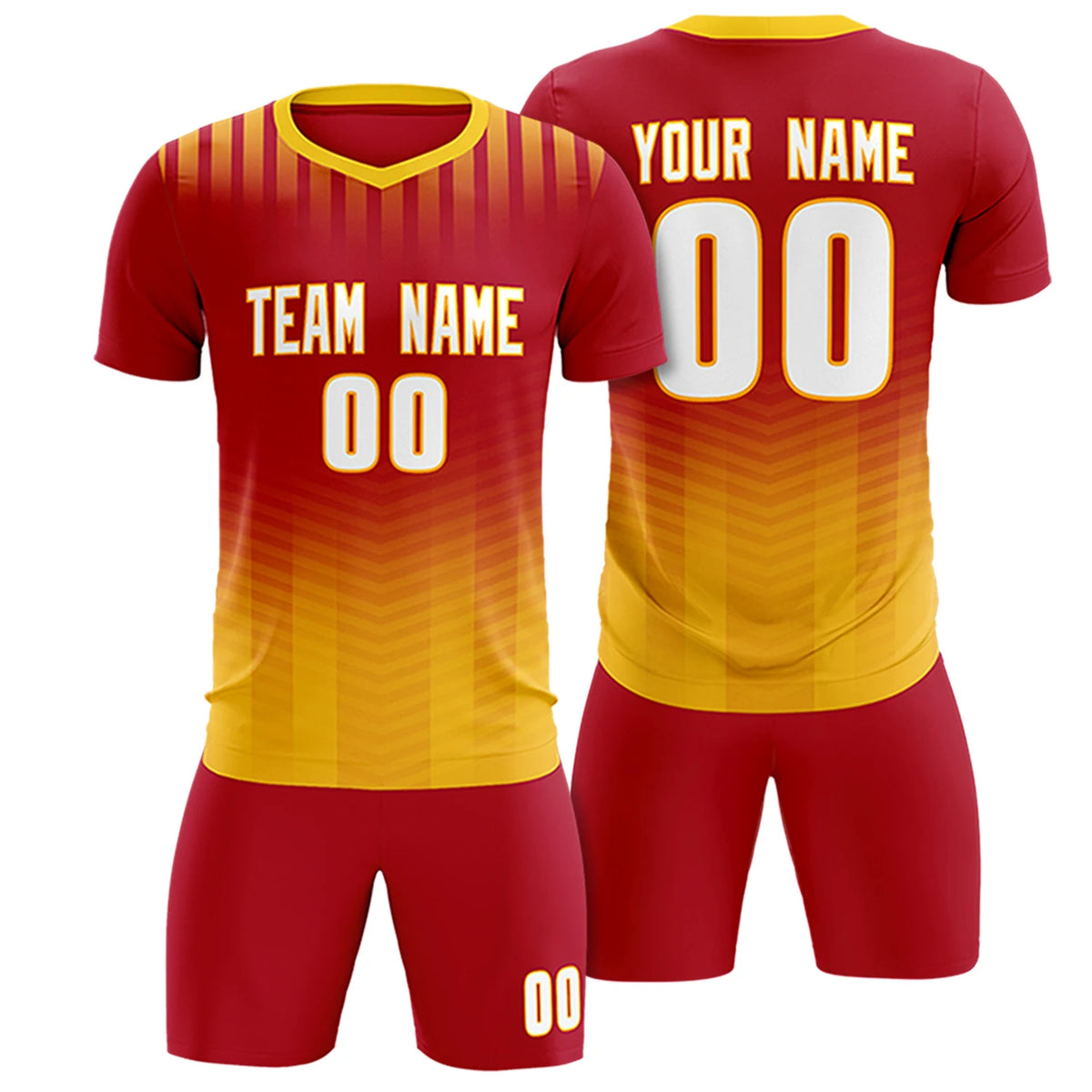Custom Red Gold01 Soft Training Uniform Soccer Sets Jersey
