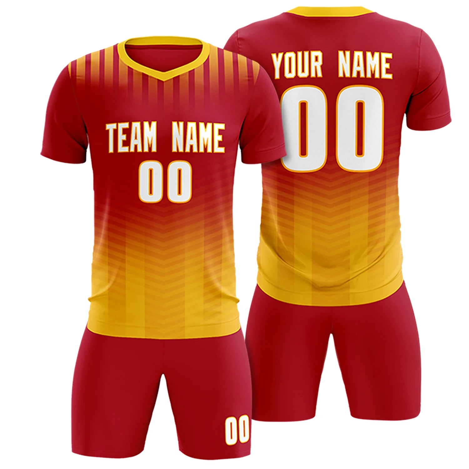Custom Red Gold01 Soft Training Uniform Soccer Sets Jersey