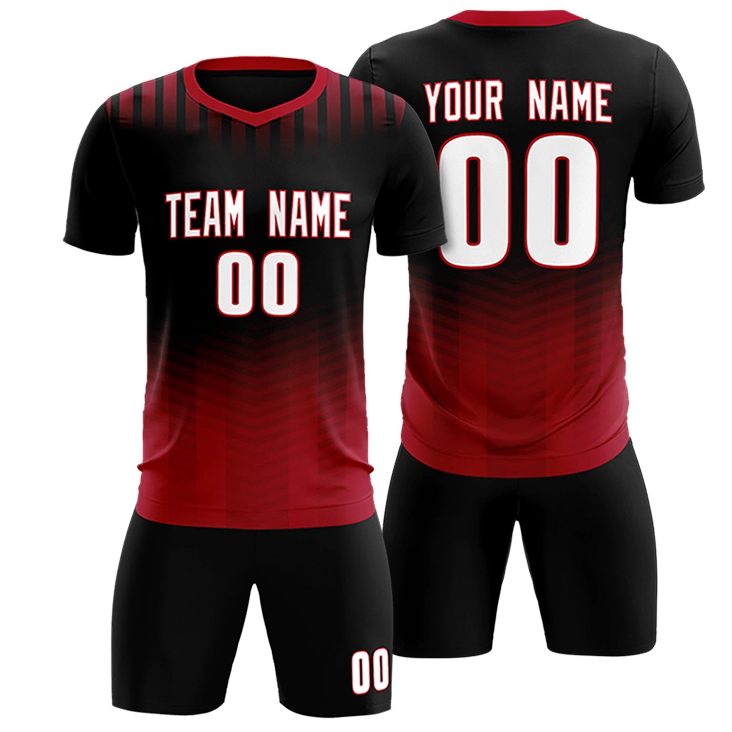 Custom Black Red Soft Training Uniform Soccer Sets Jersey