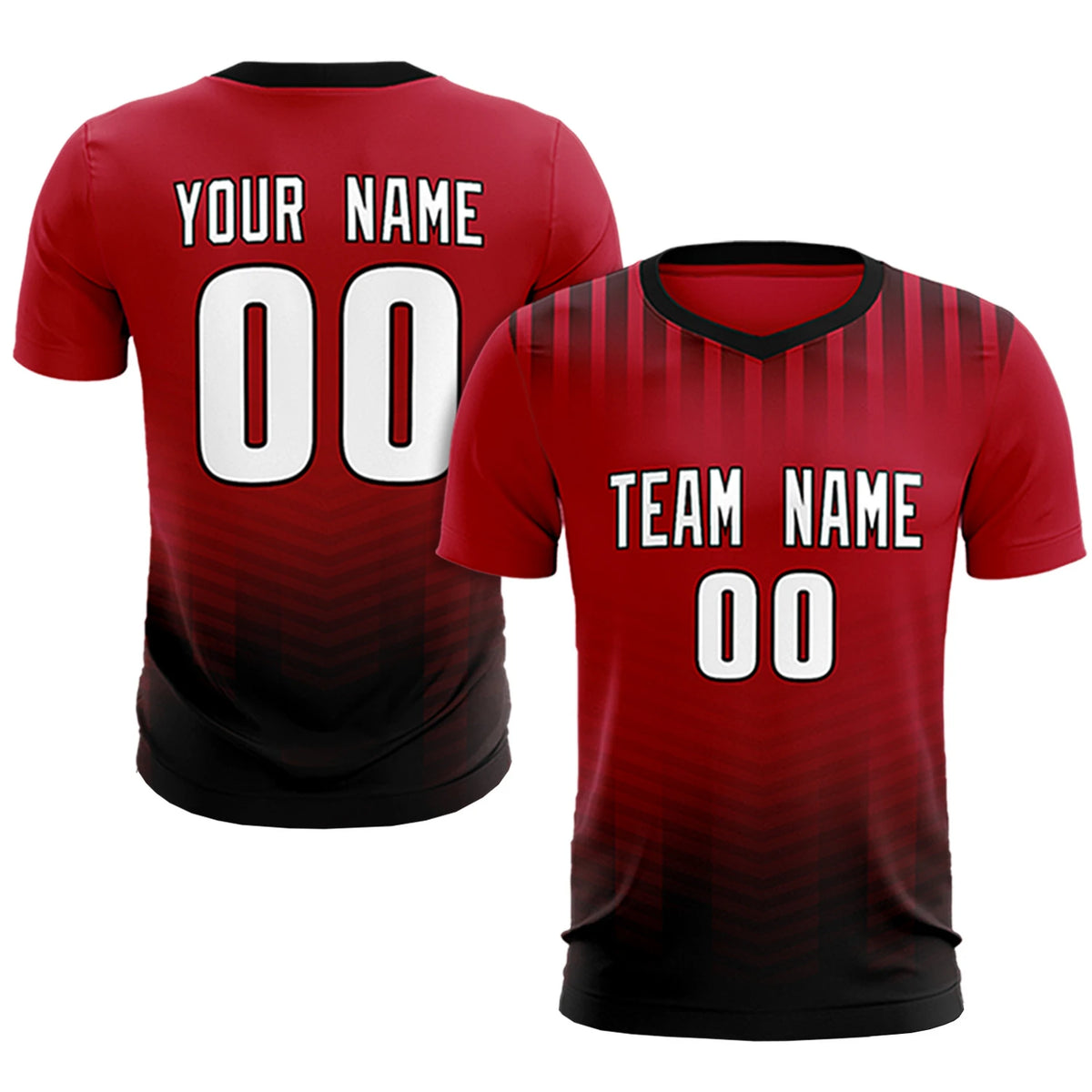 Custom Red Black Soft Training Uniform Soccer Sets Jersey