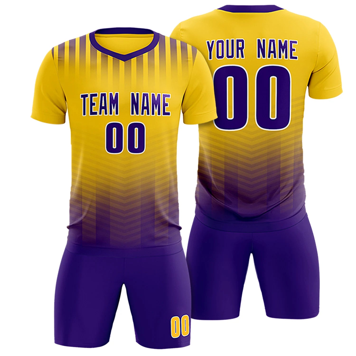 Custom Yellow Purple Soft Training Uniform Soccer Sets Jersey