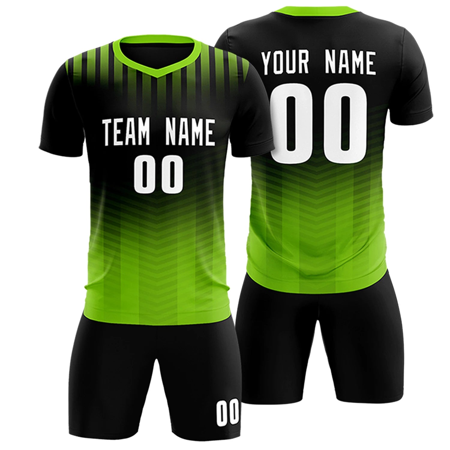 Custom Black Neon Green Soft Training Uniform Soccer Sets Jersey