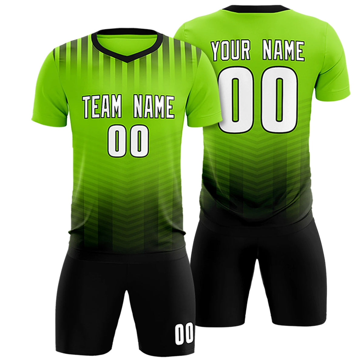 Custom Neon Green Black Soft Training Uniform Soccer Sets Jersey