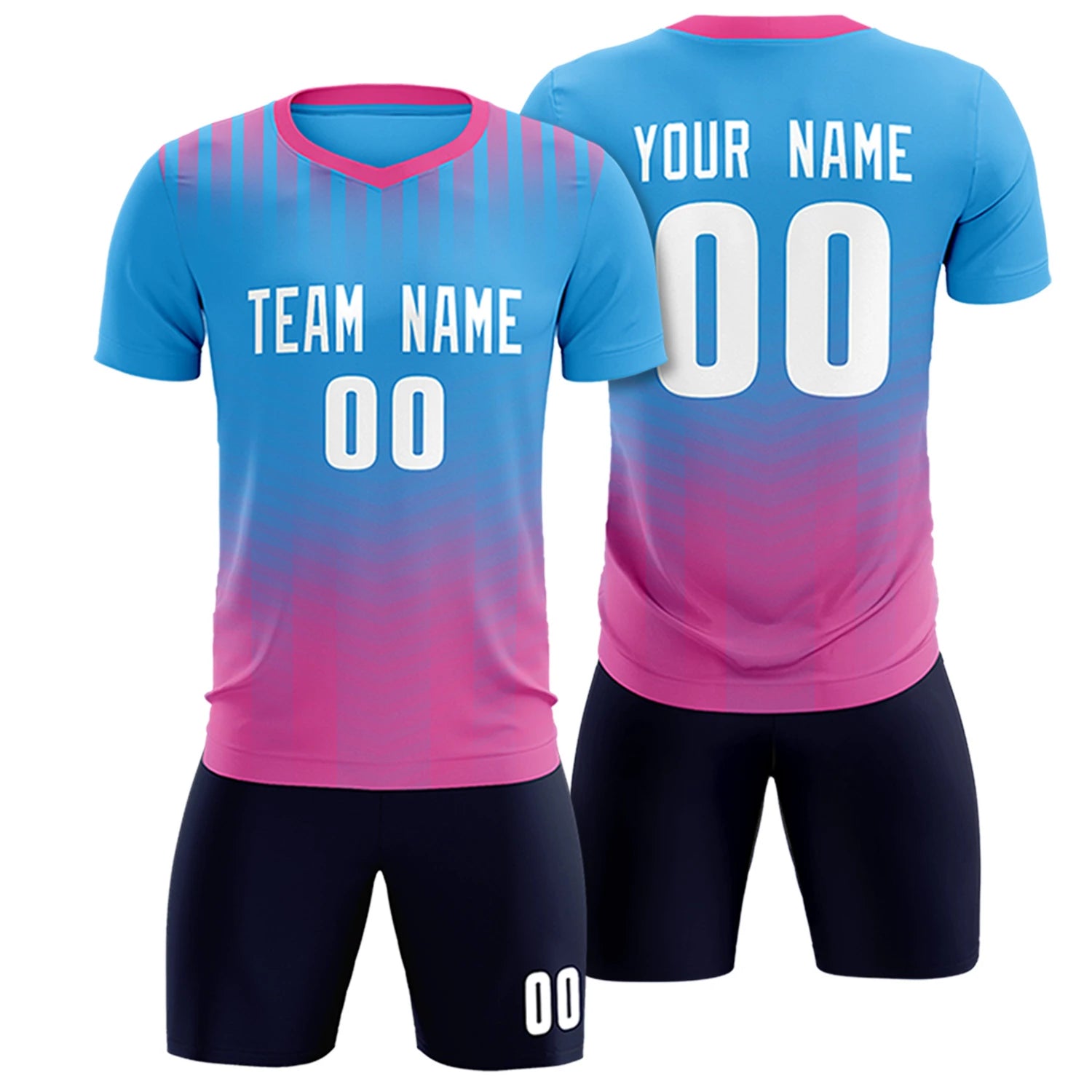 Custom Powder Blue Pink Soft Training Uniform Soccer Sets Jersey