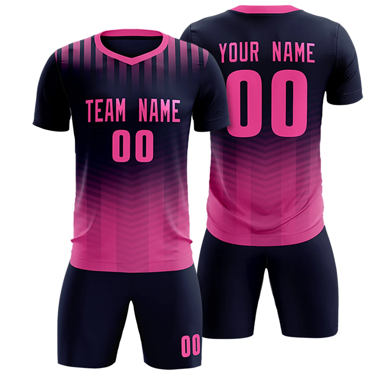 Custom Navy Pink Soft Training Uniform Soccer Sets Jersey
