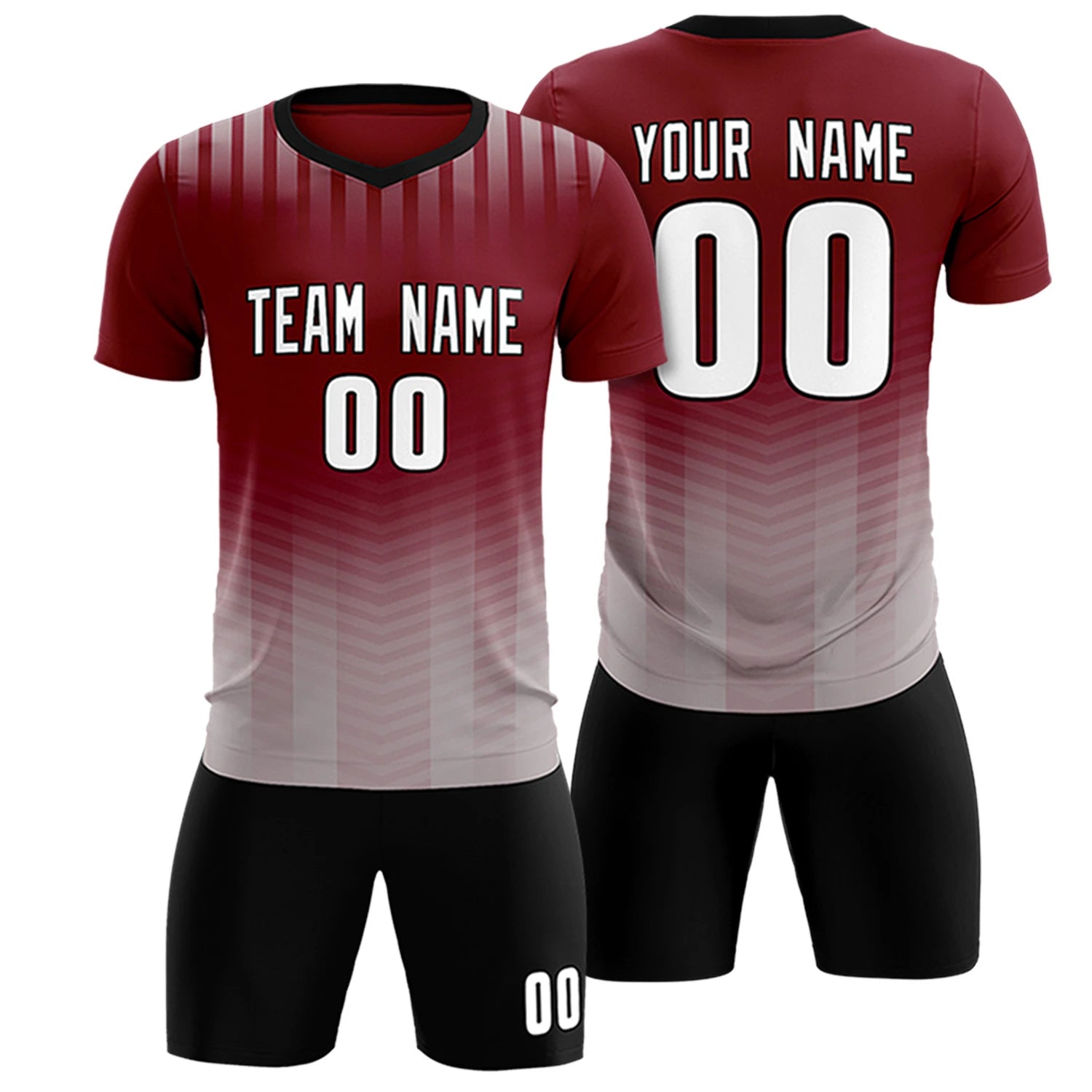 Custom Crimson Gray Soft Training Uniform Soccer Sets Jersey